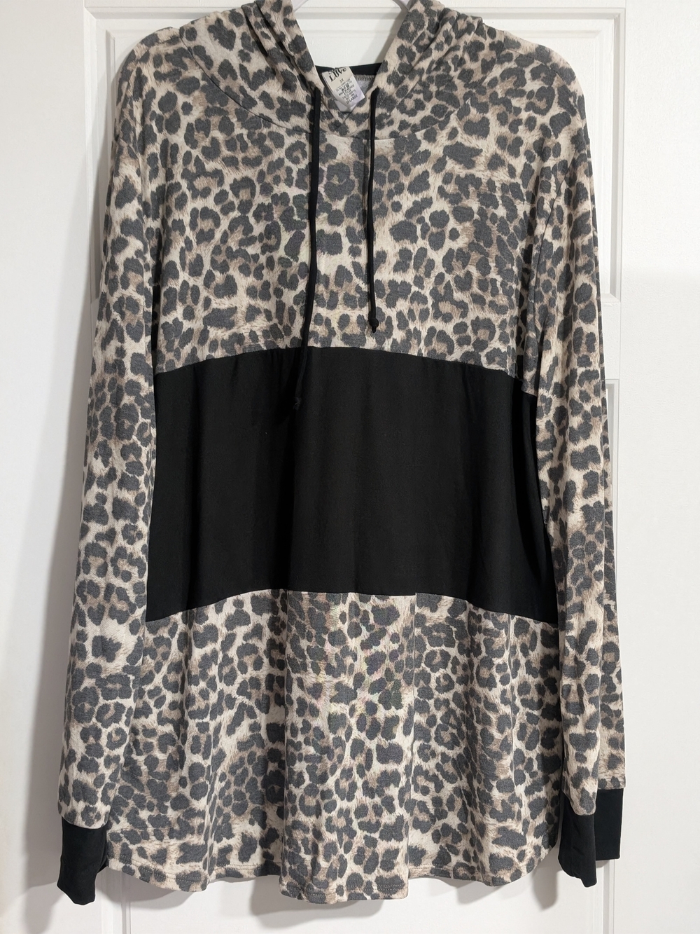 Sew In Love Beige and Black Leopard-Print Hoodie Tunic